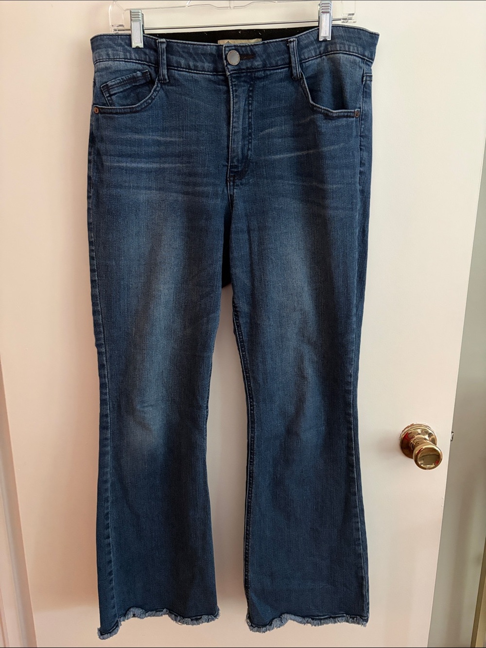 Women’s 12P Petite Democracy Ab Technology Flare Frayed Hem Jeans